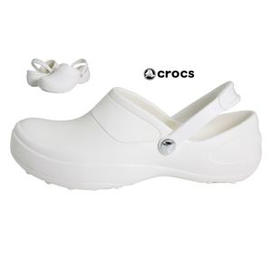 CROCS Women's WHITE MERCY WORK Slip On Clogs